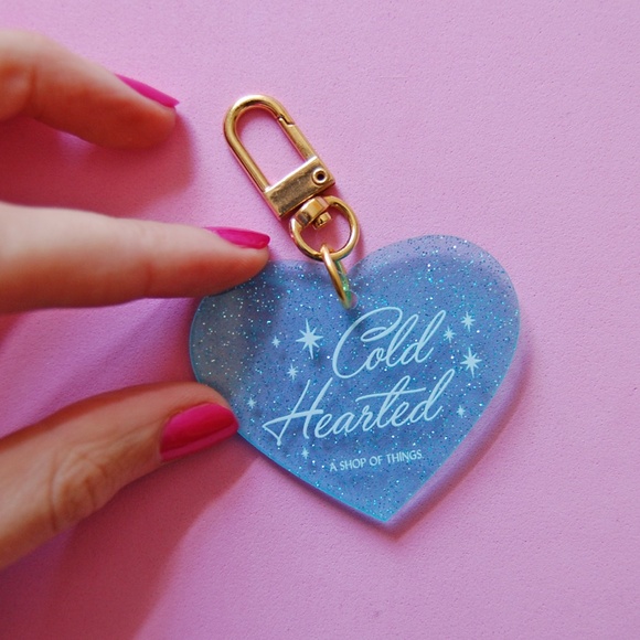 Cold Hearted Keychain Blue Sparkle - Picture 3 of 5